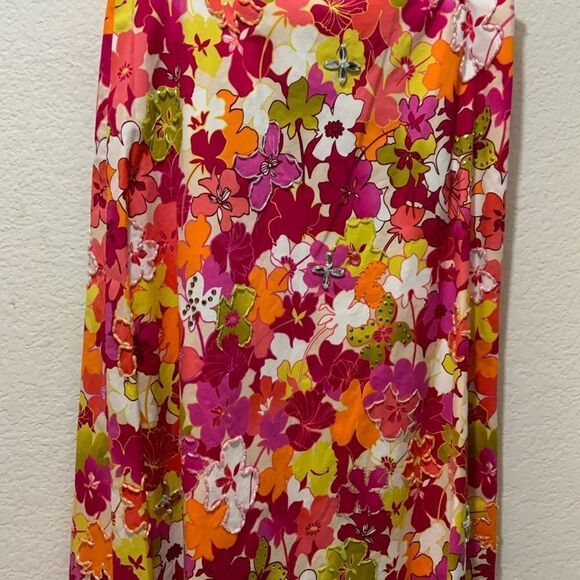 Cynthia Steffe Womens Pink Floral Beaded Knee Length A-Line Skirt Size 8 - Picture 4 of 8